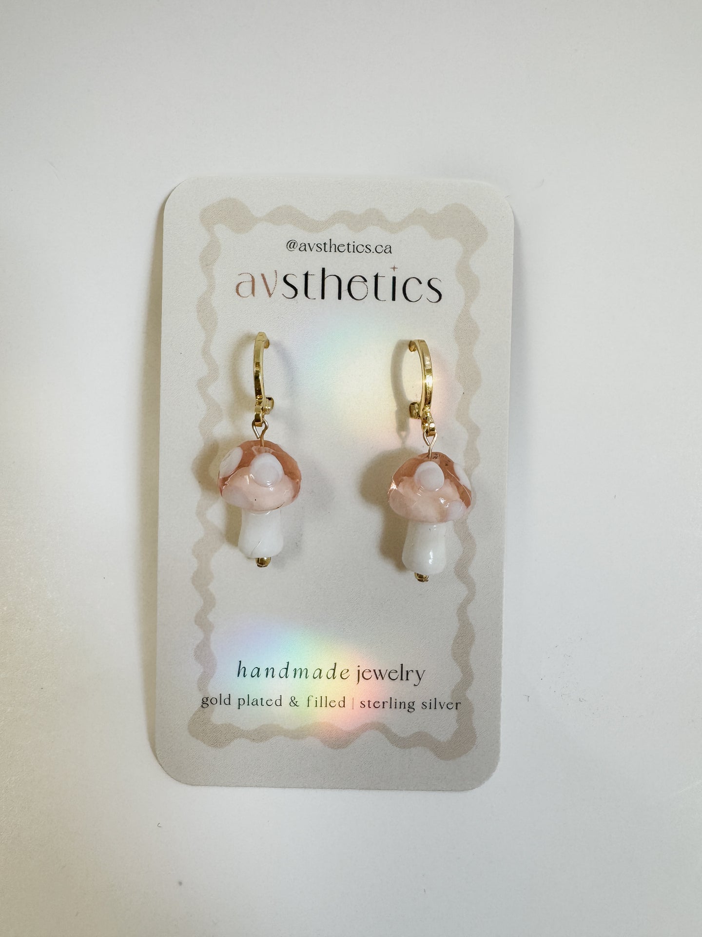 Glass Mushroom Huggies - Pink